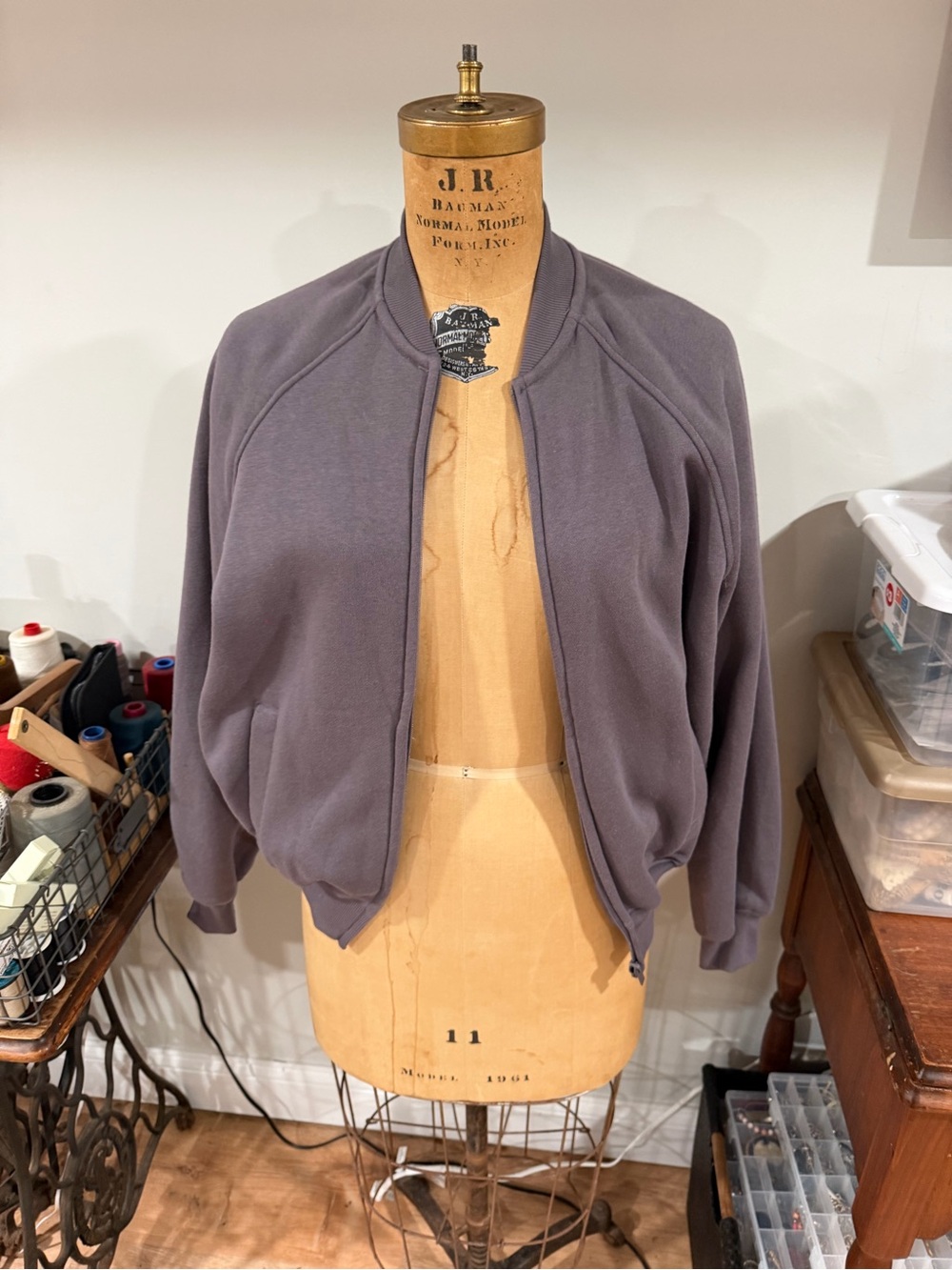 Athletic Works Lavender Gray Full-Zip Lightweight Jacket